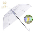 POE Custom Logo 8-Bone Long Handle Semi-Automatic Household Transparent Umbrella Modern for Outdoor Party Use Open Diameter