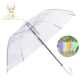 Fashion Transparent Long Straight Umbrella Semi-Automatic Custom Logo Hot Selling Travel Photography Prop Sun Rain Wholesale