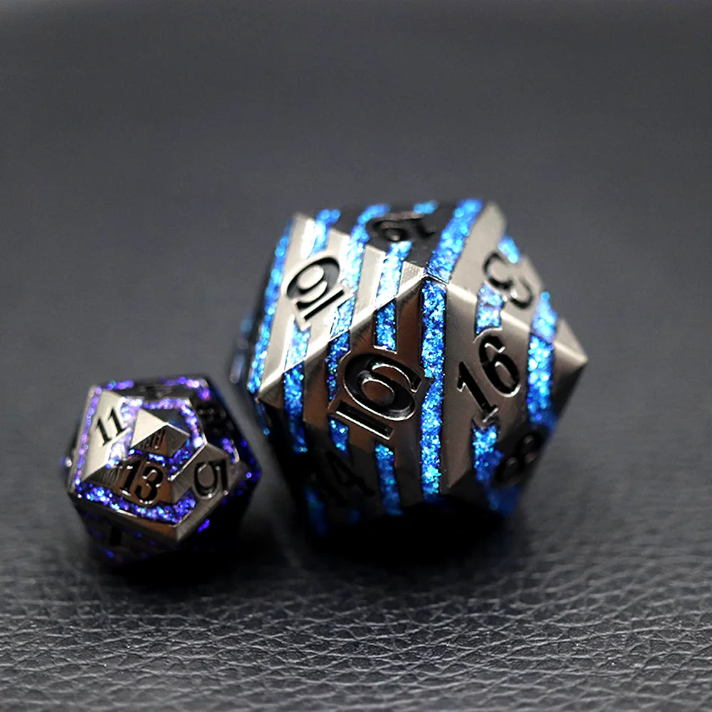 Oversize Stripe Metal 33mm D20 Zinc Alloy Polyhedral Dice for DND Games Different Colored Oversize Stripe Metal 33mm D20