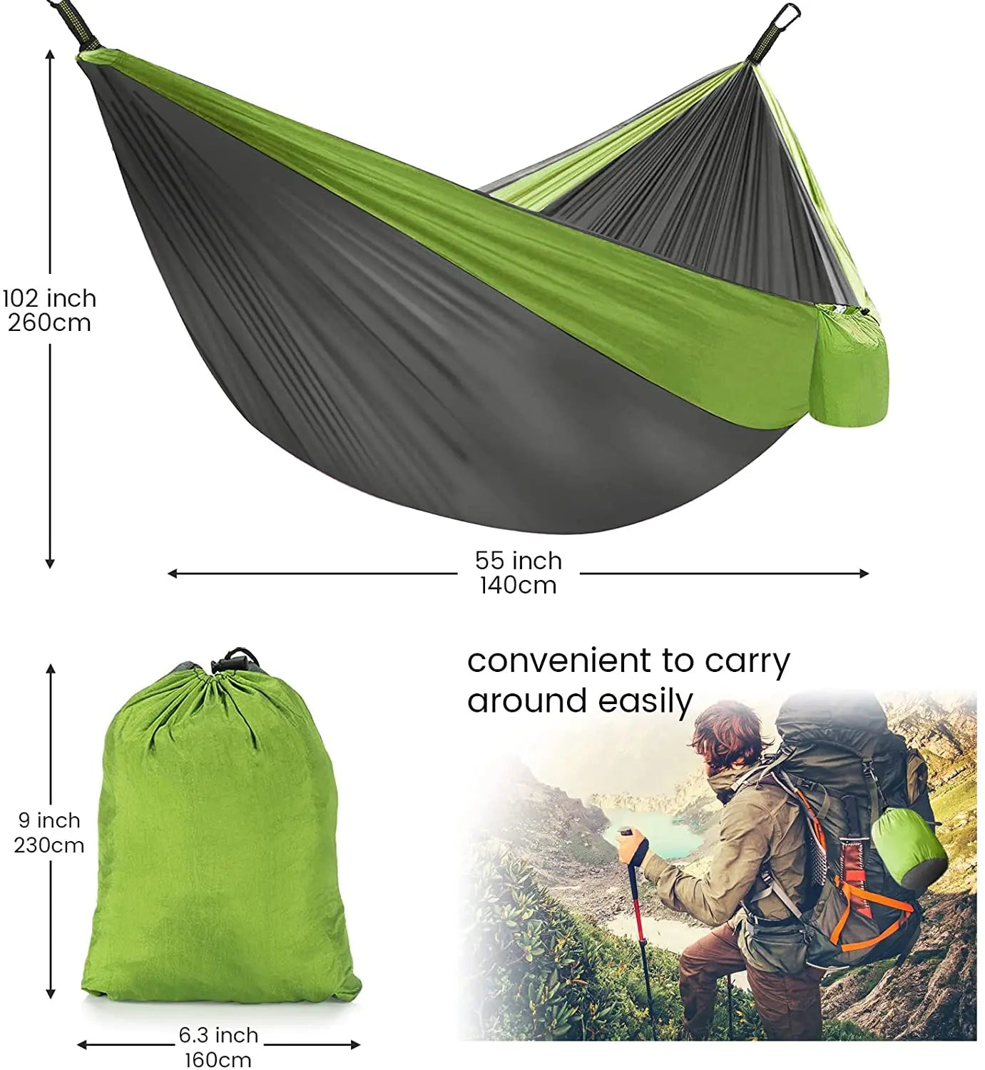 Woqi Camping Hammock New Season Hot Sell Hammock With  Mosquito Net  and Rain Fly Tarp Lightweight Nylon Portable