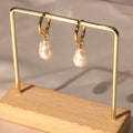 Hot Selling Stainless Steel Pearl Korean Hoop Earings Women 14K 24K Gold Plated Jewelry