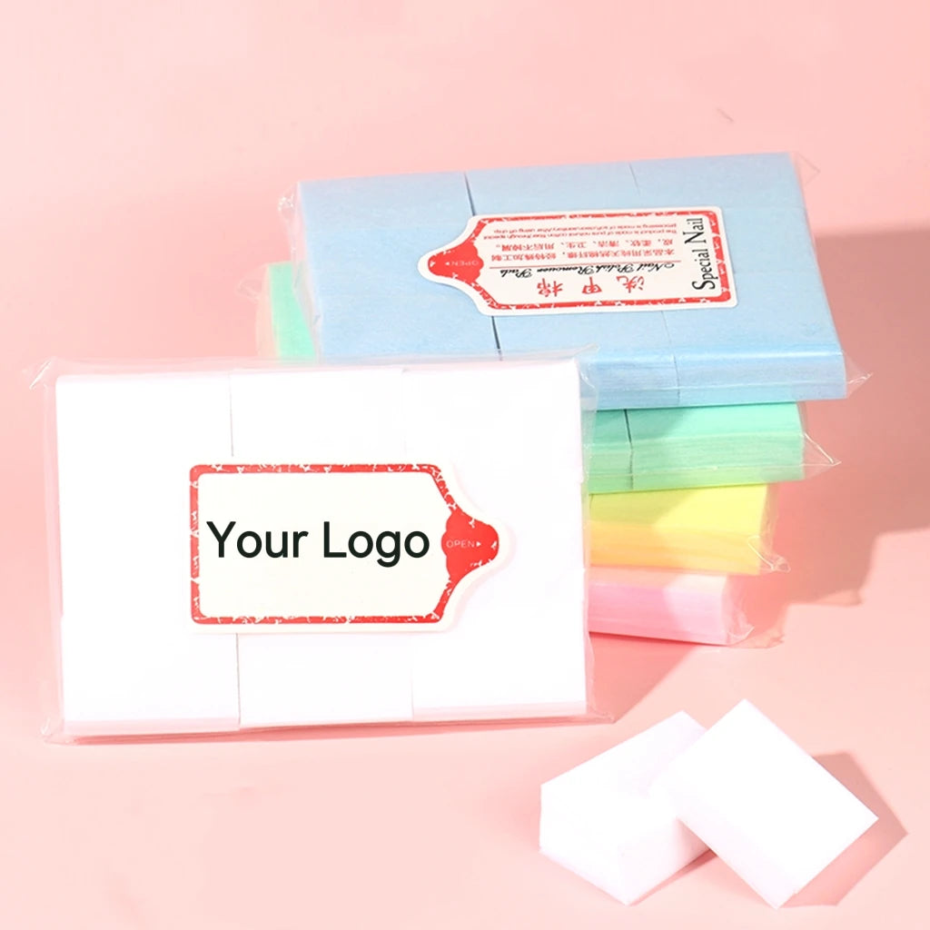 Custom Private logo 540 Pcs Rectangle Thick Lint Free Wipes for Nails White and Colorful Nail Polish Remover Pads Nail Wipe