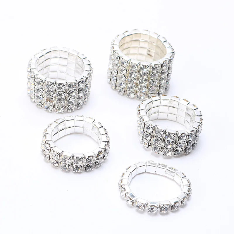 FOR08 Hot Selling Elastic Rhinestones Finger Rings Women Crystal Rings