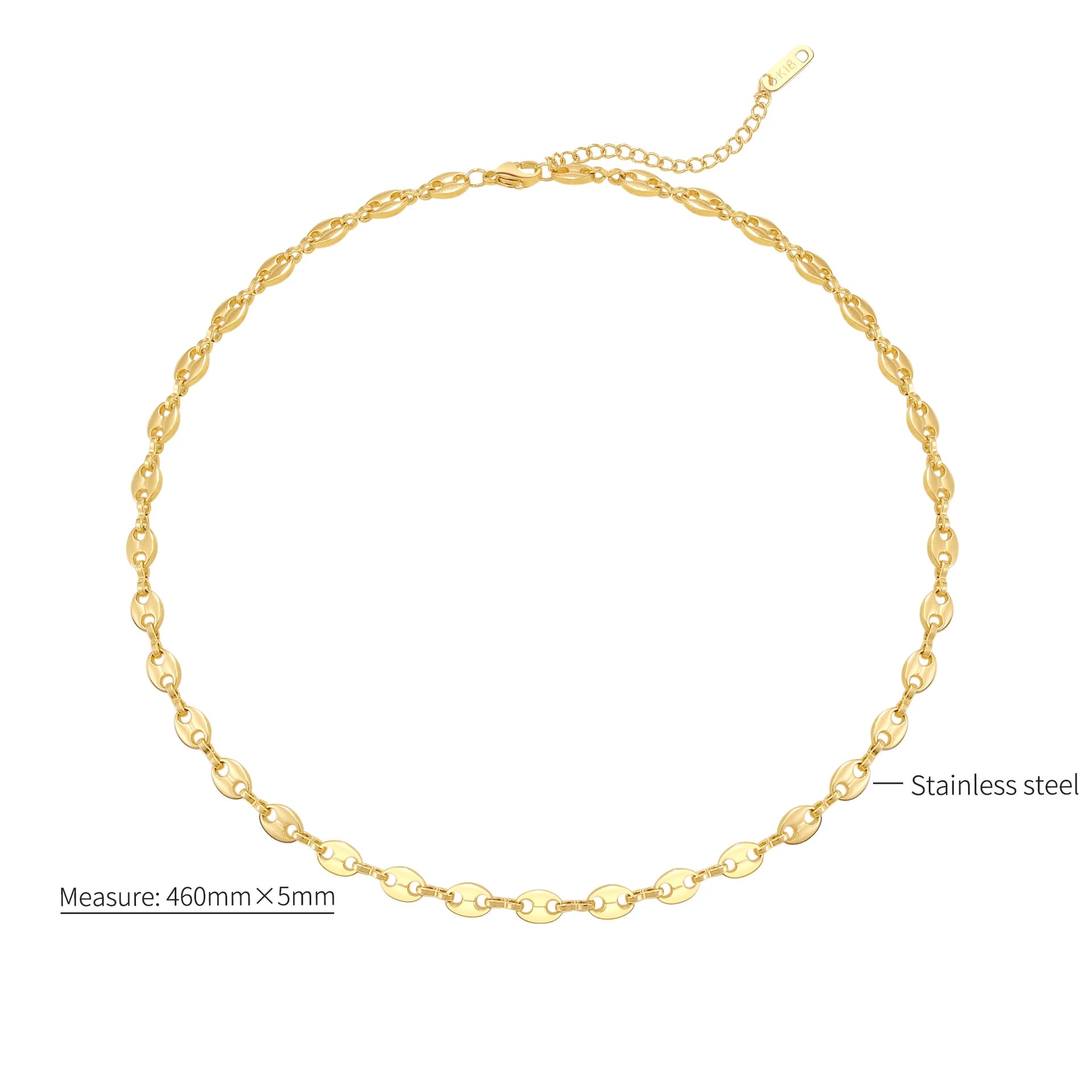 Custom Logo Hiphop Coffee Bean Stainless Steel & Titanium Steel Plated 18K Gold Clavicle Chain Necklace for Women