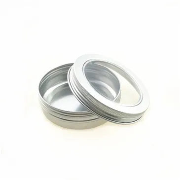 Empty Body Cream Shea Butter Tin Aluminum Cosmetic Tin Aluminum Cream Jar 2oz 60ml with Window Cap