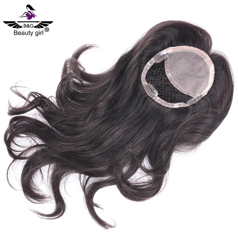 Dark Brown Color Brazilian Virgin Human Hair Silky Straight Mesh Hair Integration Topper for Female Size 5.5x6