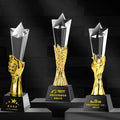 New Arrival Star Trophy Personalized Employee Recongnition Awards Crystal Staff Appreciation Trophies Cup With Black Base