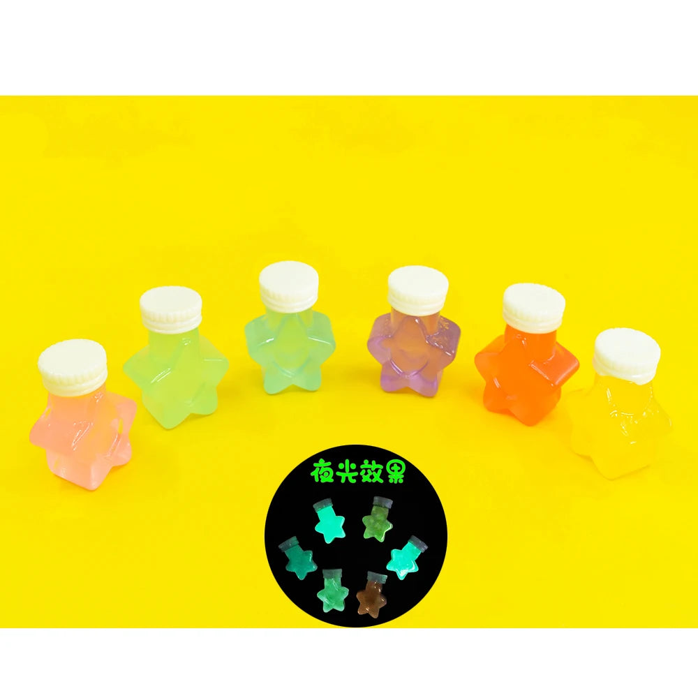 Colorful Miniature Star Luminous Resin Bottle Charm for Doll House Toys Key Chain Diy Accessories