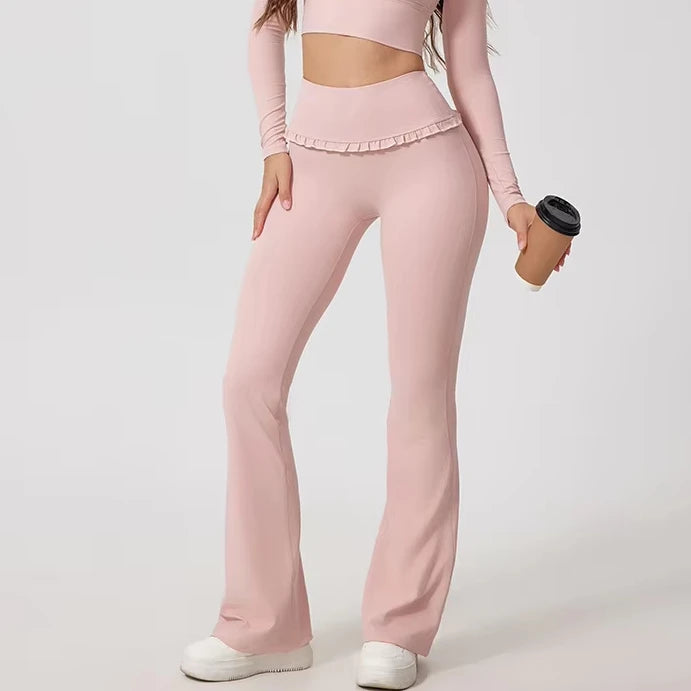 High Elastic Yoga Leggings for Women High Waist Loose Pant Yoga Leggings Fitness Butt Lifting Yoga Bell Bottom Pants