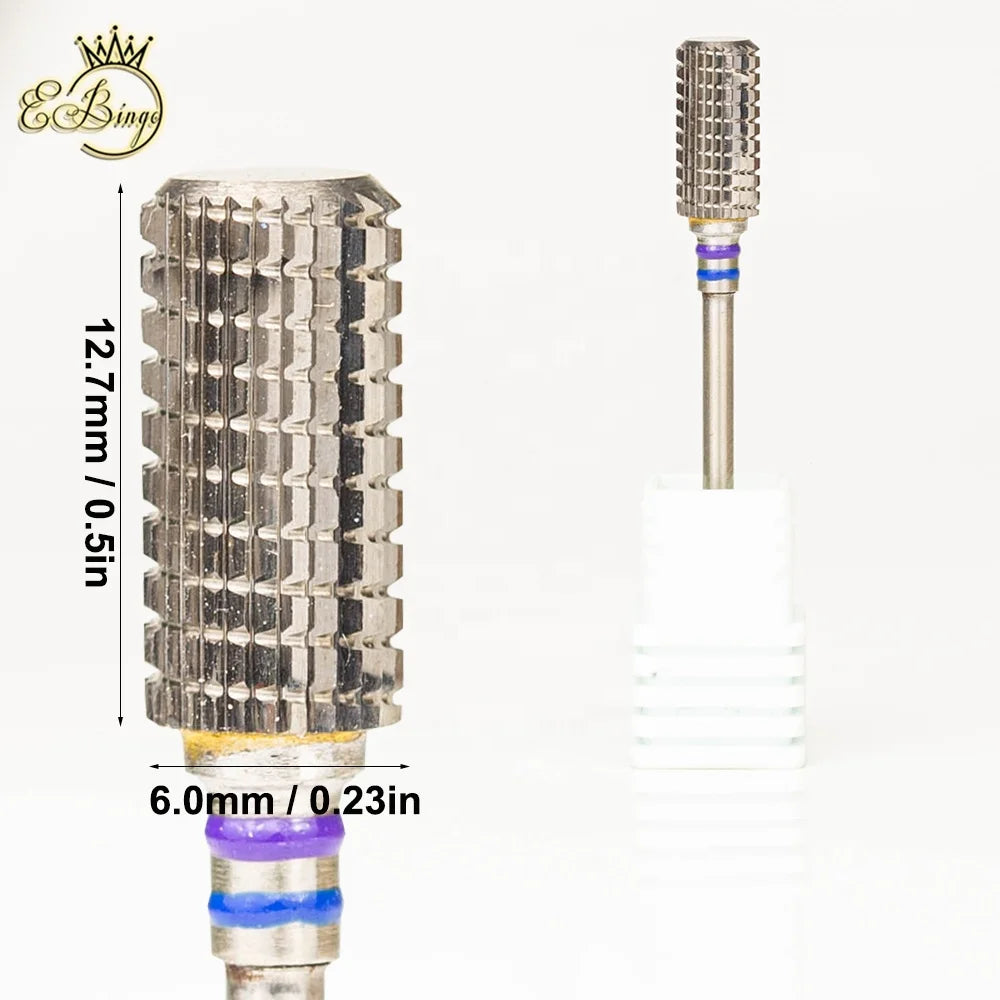 3/32" 2.35mm Shank Straight Cutting Teeth Silver M 6.0mm Barrel Safety Professional Tungsten Carbide Nail Drill Bit with Chamfer