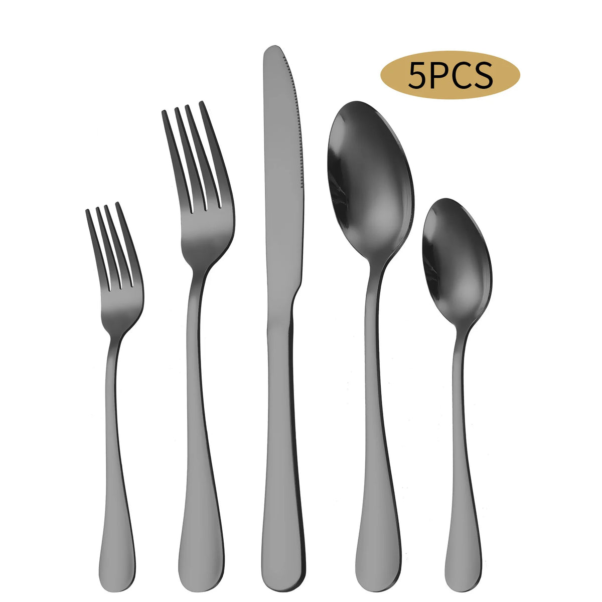 5pcs Stainless Steel Cutlery Set Wedding Stainless Steel Gold Cutlery Flatware Fork Spoon