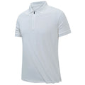 Men's Summer  Shirt Quick-Dry Ice Silk Front Chest Adhesive Zipper Turn-Down Collar Fashion Short Sleeve Golf T-Shirt
