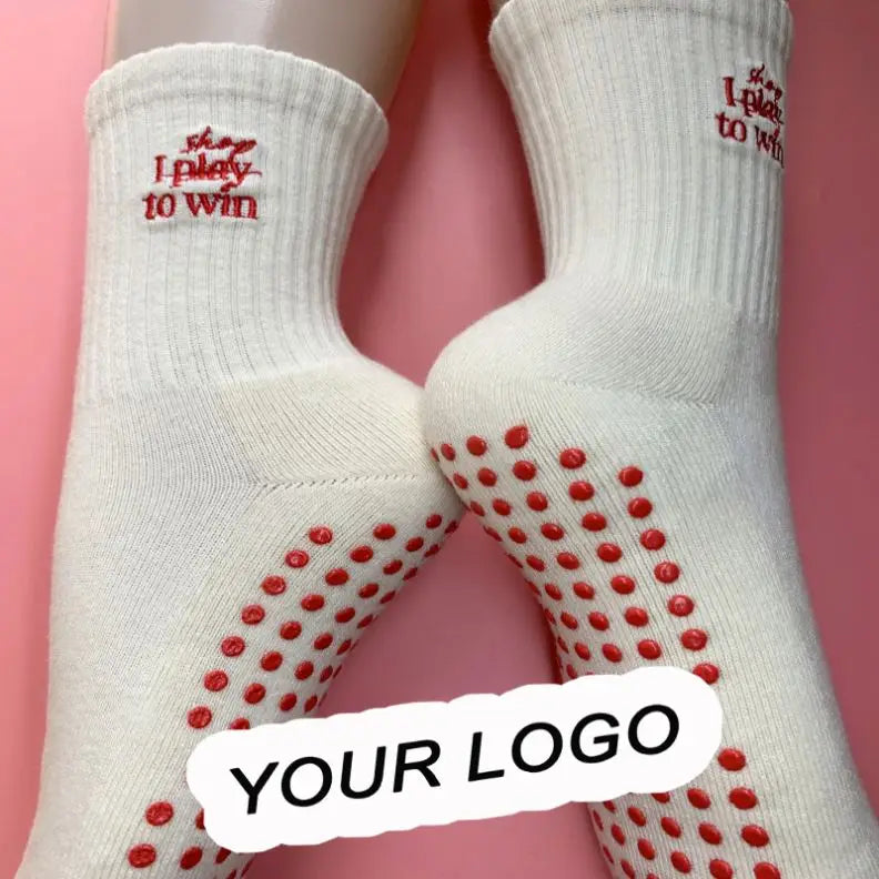 New Design Custom Ruffle Yoga Socks Women Design Embroidery Logo Pilates Sock Fitness Pilates Grip Socks