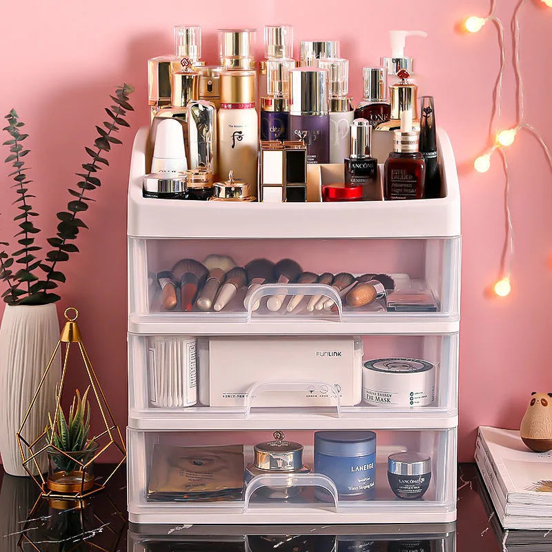 Transparent Desktop Small Drawer Desk Storage Cabinet Plastic Mini Cosmetic Storage Box