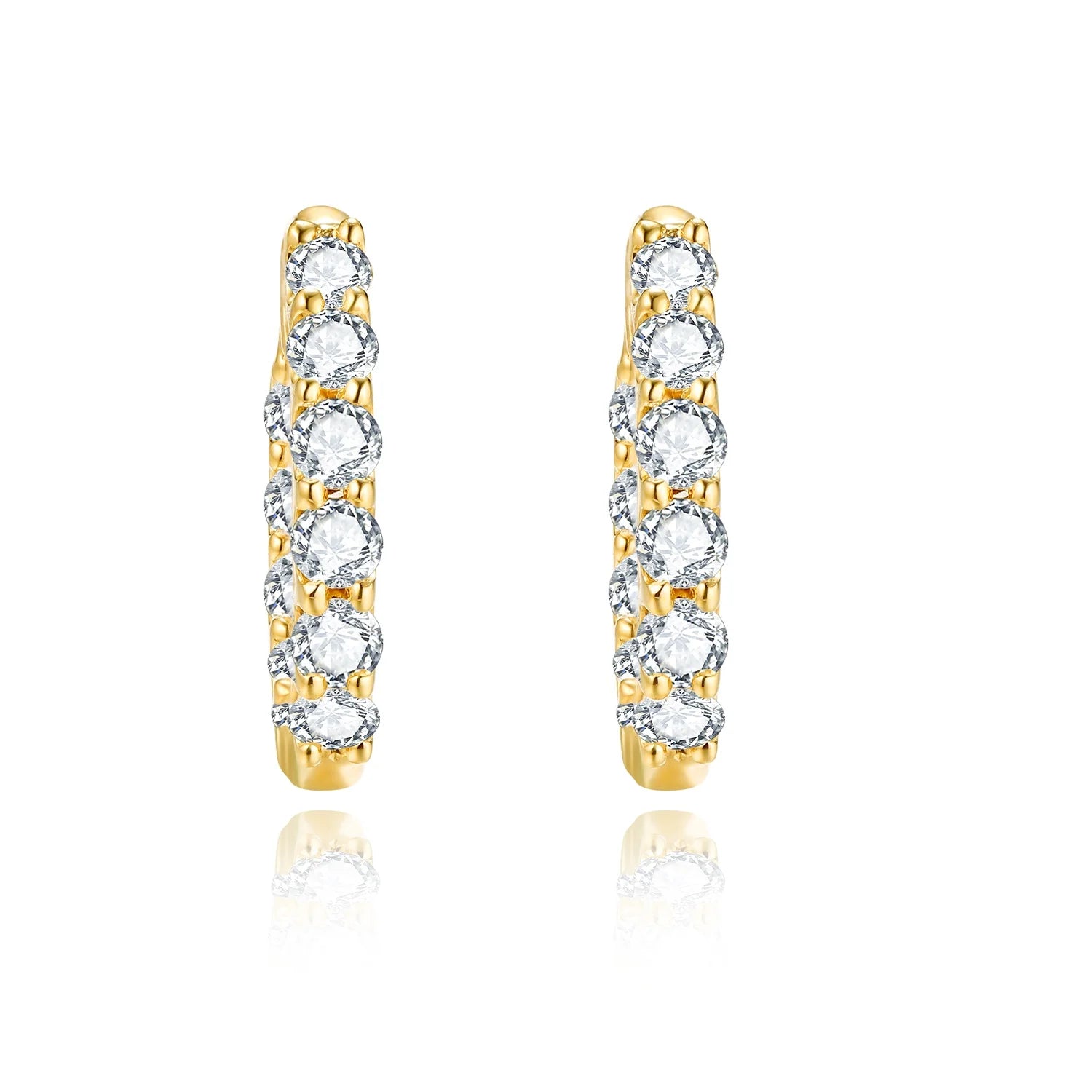 Fashion Circle Shaped Earring High Quality 18K Gold Inlaid Lab Grown Diamond Huggie Earring for Women Jewelry Hoop Earrings