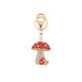 Creative Gold Plated Mushroom Pendant Keychain Bling Rhinestone Crystal Mushroom Key Chains for Women Bag