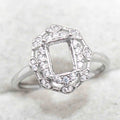 Sterling Silver 5*7mm Semi Mount Ring Square Shape Empty Frame Blank Claws Setting S925 Base Without Center Stone for Inlay DIY