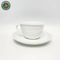 FINE-V 6oz Customized Logo Thickness White Ceramic Cups Saucer Sets Fine Porcelain Coffee Mug Inverted Mouth Eco-Friendly