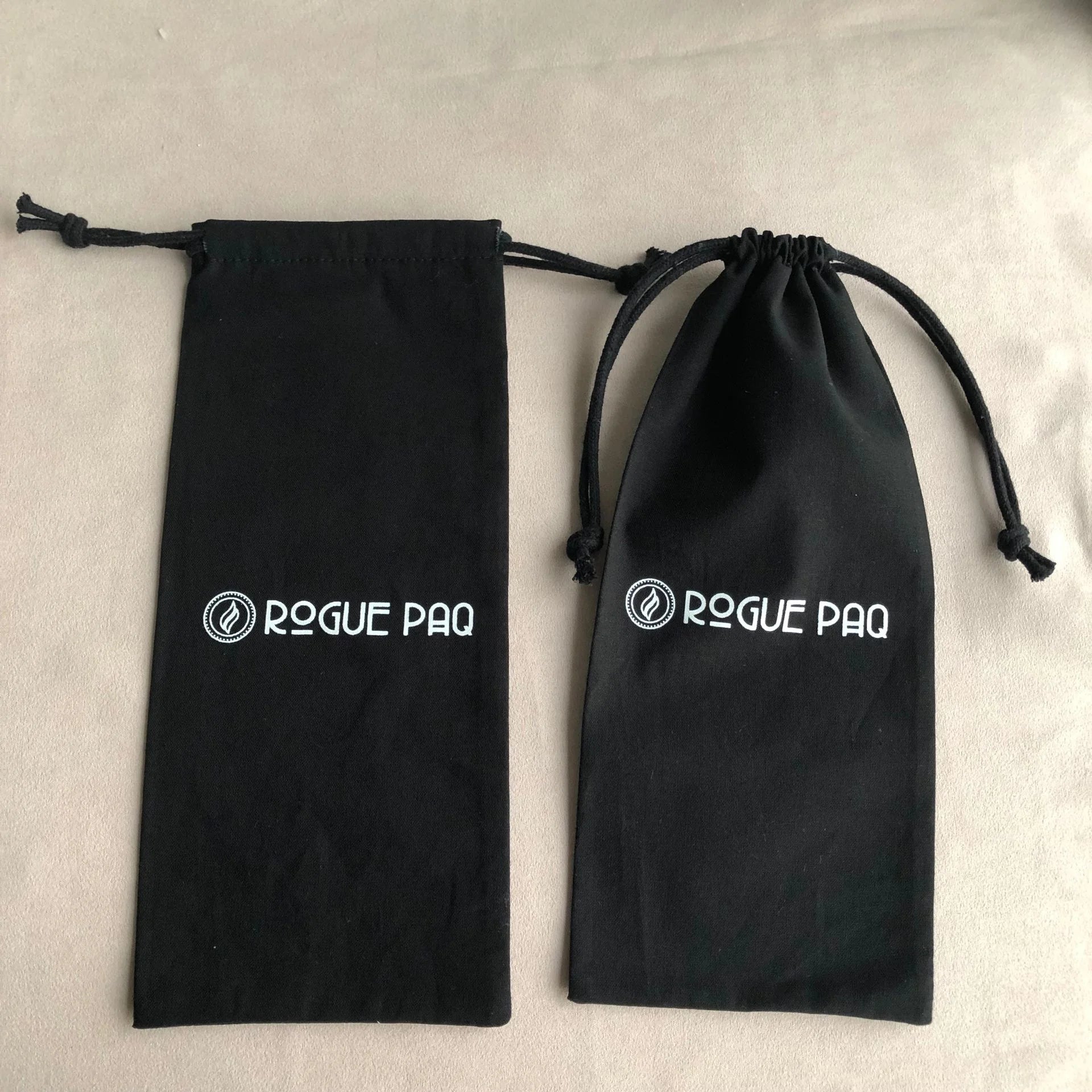 Custom Logo Printed Black Cotton Drawstring Bag for Gift Packaging Soft Black Cotton Packaging Pouch
