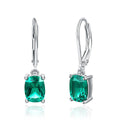 UMCHO Solid 925 Sterling Silver Dangle Earrings Emerald Gemstone Drop Earrings for Women Bridal Wedding Jewelry Gifts for Her