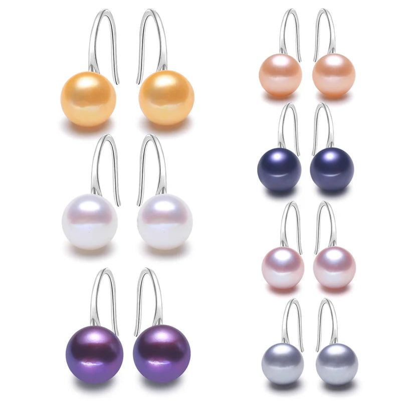 925 Sterling Silver Hoop Earrings Multicolor Pearl Earrings Hoop Real Freshwater Pearl Earrings