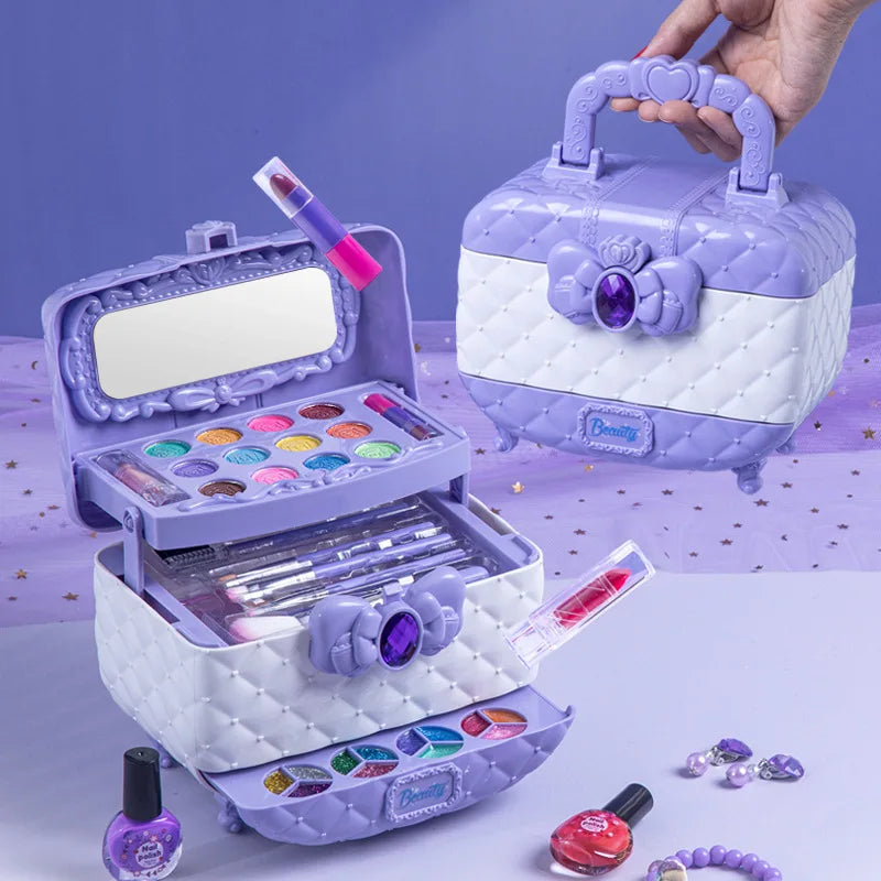 Safe Compliant with Children's Cosmetics Regulations High Quality Private Label Pink Girl Play Makeup Kit Set Toy for Children