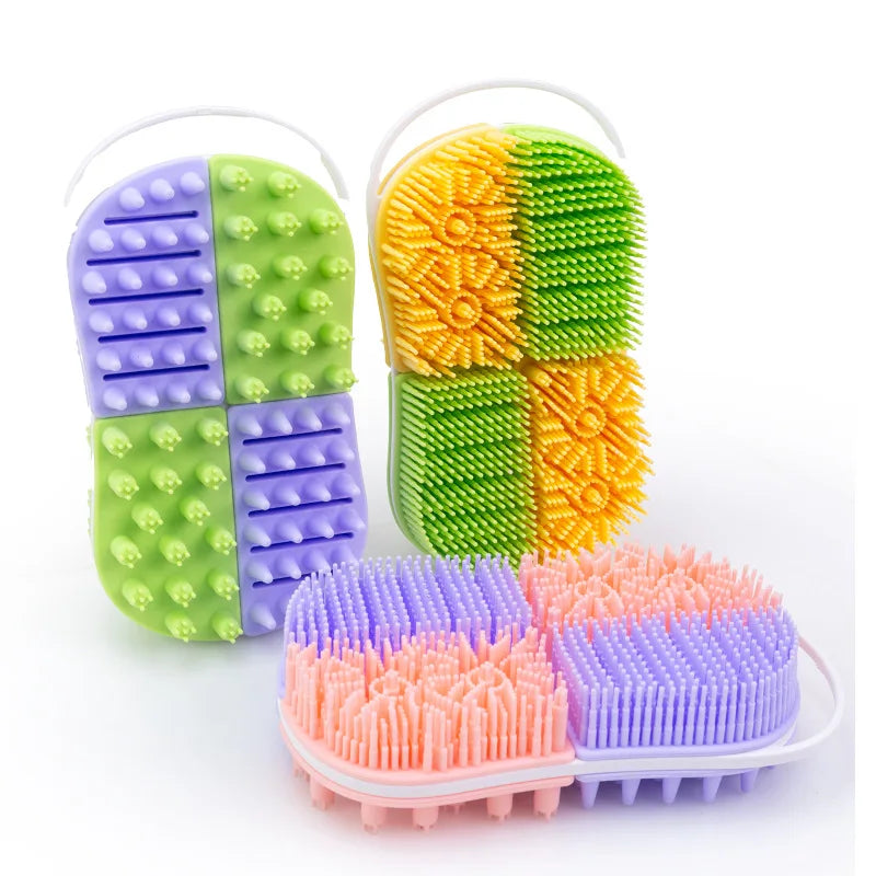 Double-sided Silicone Pet Brush for Dogs Cats Massage Shower Brush Hair Cleaning Grooming Soft Cat Dog Bath Brushes