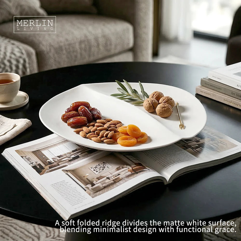Merlin Living Minimalist Porcelain Plate Eco-Friendly Table Decoration and Tableware for Home Decor