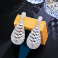 Heavy Stone Work Bling Marquise Cut White Cubic Zircon Dangly Drop Long Wedding Bridal Earrings for Women Jewelry