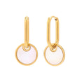 18k Gold Plated Advanced Natural White Shell Round Pendant Earrings Jewelry Mother Pearl Drop Earrings