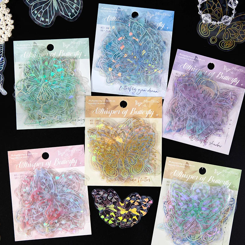 20 Stickers Per Pack Butterfly Language Series Butterfly Theme Handbook Decoration Material Stickers 6 Types