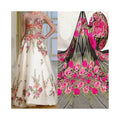 Home Textile Girl Women Dress Use Red Flat Embroidery Bright Flower Summer Tulle Net Lace Fabric