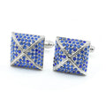 Wholesale Blue Crystal Diamond Elegant Cufflinks Custom Men's Suit Shirt Fashion Accessory Wedding Tuxedo Trendy Jewelry Gift