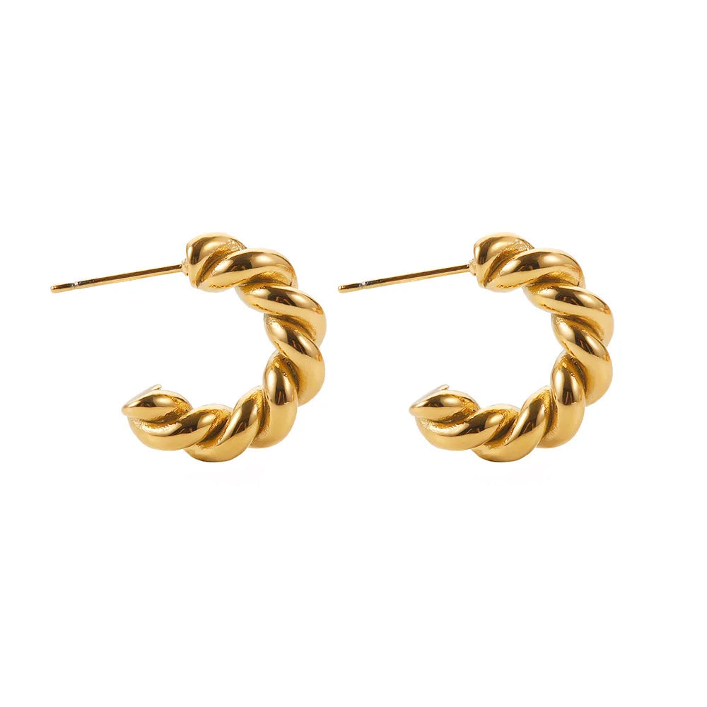 Designer Stainless Steel Stud Earring Fashion 18K PVD Gold Plated Twist Hoop Earrings Jewelry Women Fashion Earrings 2023