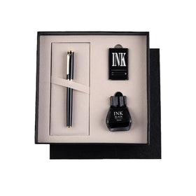 High Cost-effective Custom Fine Point Black White Metal Fountain Pen Set Ready to Ship Ink Pens for Students