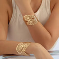 SHIXIN Exaggerated Vintage Big Flower Hollow Out Bangles Women Punk Wide Cuff Bracelet Jewelry Geometric Bangles Accessories