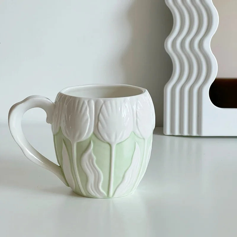 Beautiful Ceramic Coffee Mugs with Handle Porcelain Tea Cup Birthday Gift for Friends and Family Members