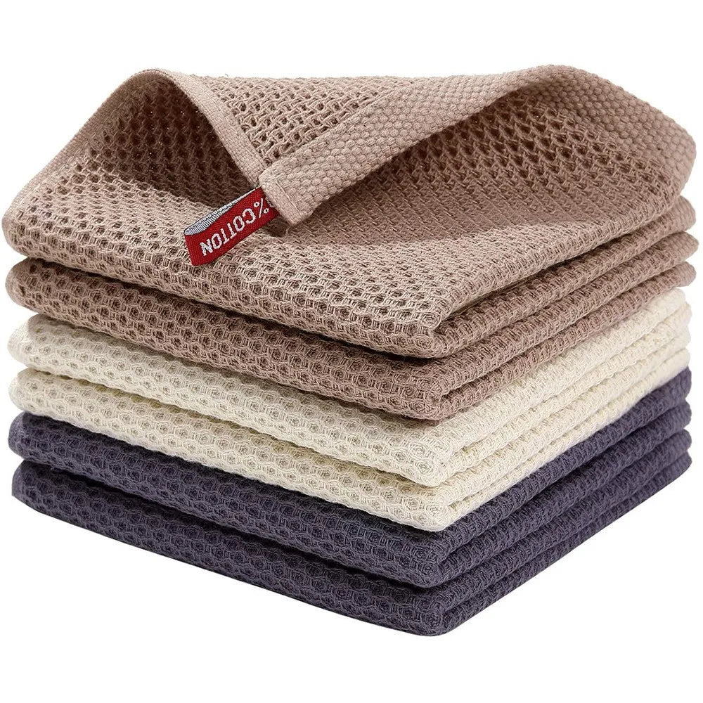 Eco Friendly 100%Cotton Nature Organic Dish Towels Waffle Weave Kitchen Dish Cloths