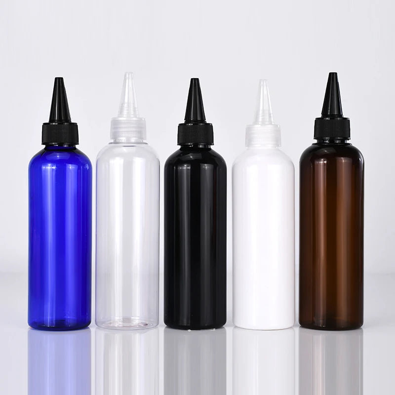 PET for Clear Plastic 2oz 60ml 100ml 200ml Squeeze Bottles Twist Top Cap for Skin Care Serum Shampoo Hair Oil Tip Applicator