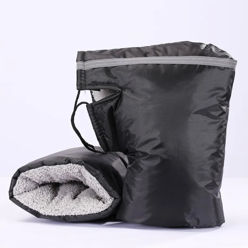 Motorcycle Hand Warmers with Fleece Lining and Reflective Strip for Winter Riding Comfort and Safety