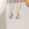 18K Gold Plated Rhinestone Four Leaf Clover Choker Necklace Stainless Steel Opal Crystal Lucky 4 Clover of Hearts Necklace