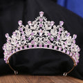 New Wedding Gold Plated Lilac Crystal Rhinestone Bride Crown Headwear Luxury Princess Alloy Hair Crown