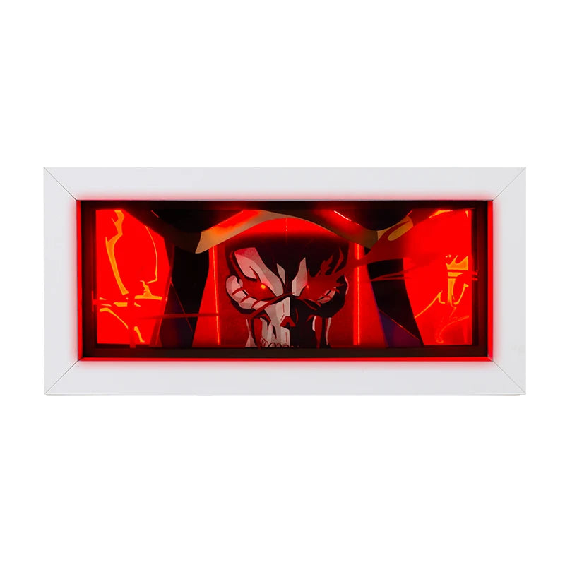 Factory Wholesale Anime Figure Overlord Paper Cut Light Box Led Night Light Wall Art Frames