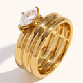 Dingran OEM ODM Fashion Women Jewelry Fine 18k Gold Plated Multilayer Horse Eye Zircon Rings