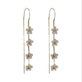 2022 New S925 Silver Needle Long Flower Dangle Tassel Drop Earring Fashion Temperament Zircon Flower Dangle Earrings Jewelry