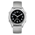 Radio Controlled Talking Watch With Black Dial and White Bold Number for Visually Impaired Elderly or Blind