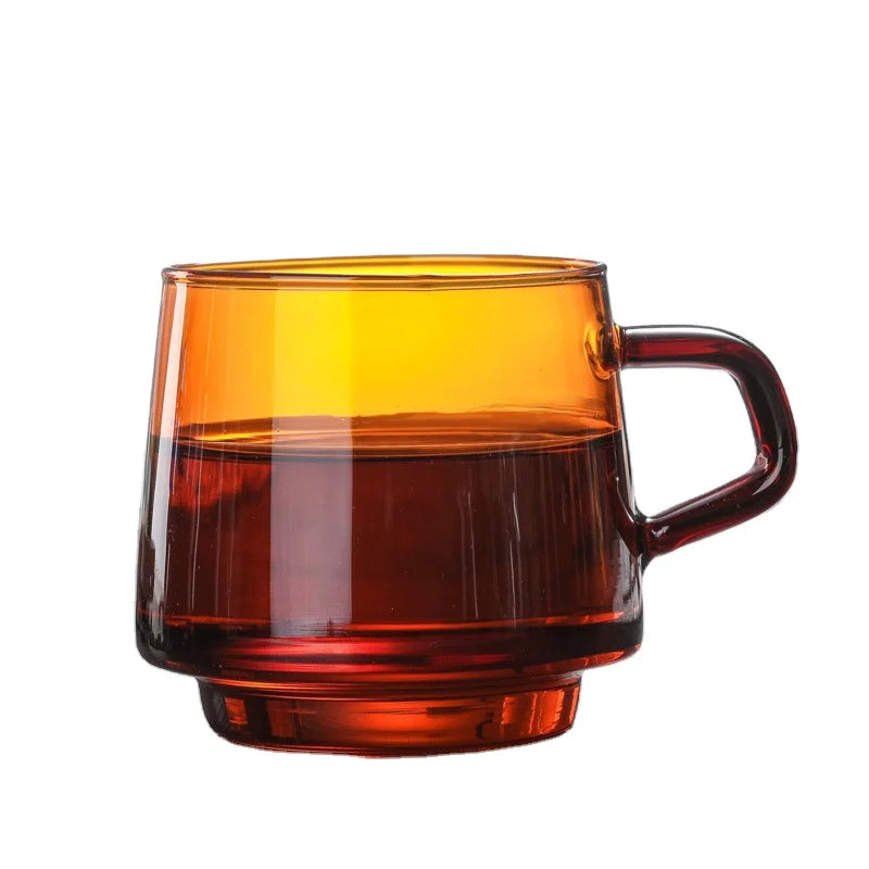 High Borosilicate Amber Glass Coffee Cup Ins  Breakfast Glass Mug with Handle Factory Direct Supply