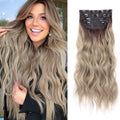 Soft Thick 4pcs/Set Hairpiece 11 Clips Long Wavy Synthetic Seamless Clip in Hair Extensions for Women