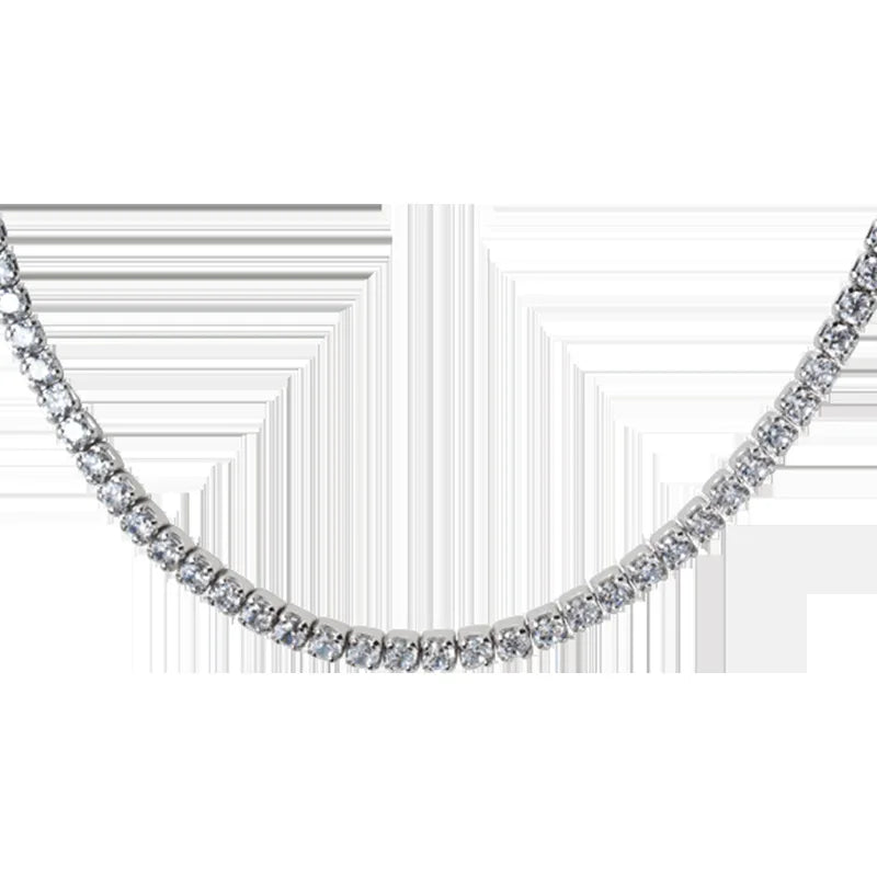 Classic Jewelry 925 Sterling Silver Charms Diamond Crystal Necklace 2mm Tennis Choker Necklace for Women
