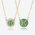 FUAMAY 925 Sterling Silver Fashion Jewelry Green Necklaces Green Zircon Necklace Ball Necklace